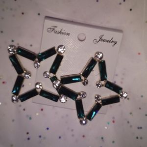 Teal star earrings